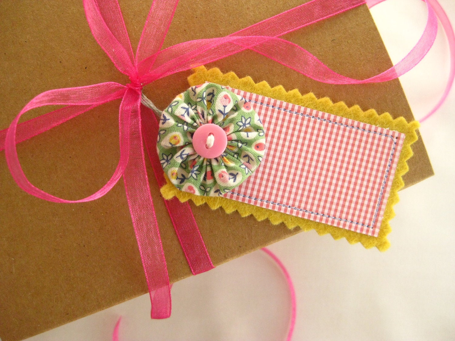 4 Gingham Gift Tags in Assorted Spring Colors