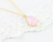 Laced Light Pink Drop Necklace - Handmade, Elegant, Classy, Dainty, Everyday Necklace. Sweet Heirloom Gift.