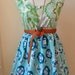 SALE..Aqua and Green Floral Bohemian Romantic Dress / Handamde / XS S