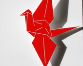 Red Origami Crane Brooch