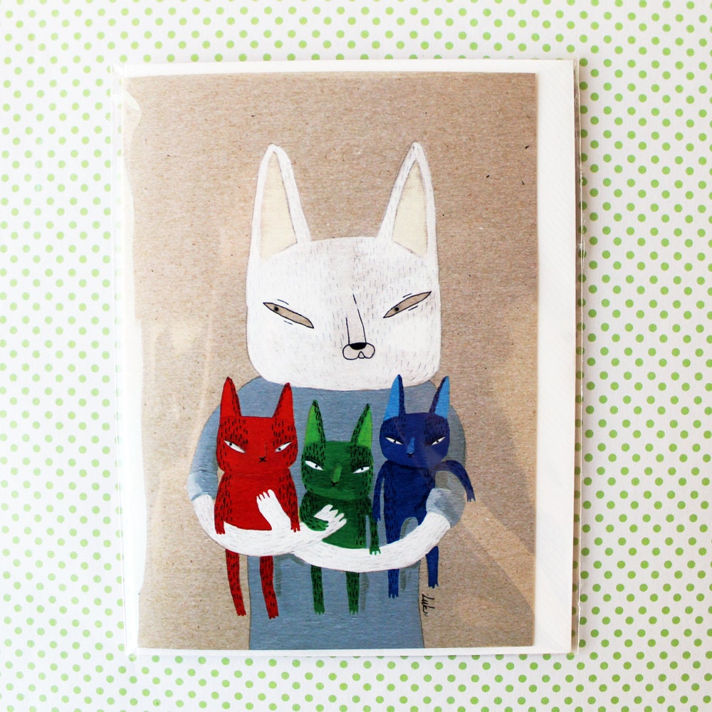 Cat and RGB kittens card