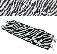 Loom or 2 Drop Even Peyote Pattern - Zebra Safari Cuff Bracelet