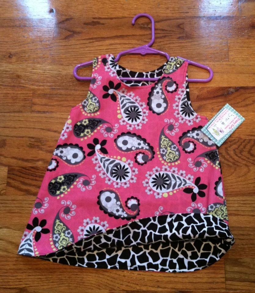A Line Dress Reversible  Girls Playtime Paisley by Groovy Gurlz Available in Sizes  2t, 3t, 4t, 5y , 6y
