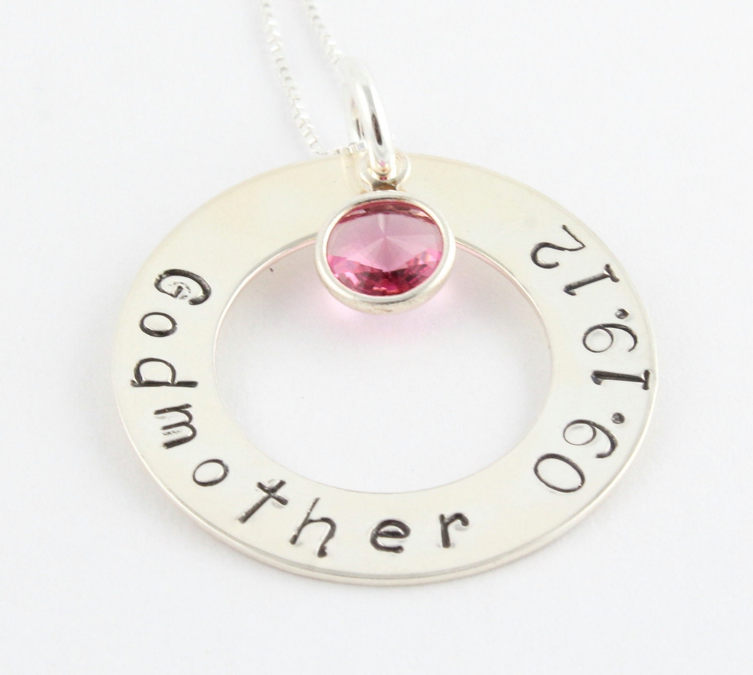 Personalized Godmother Necklace and Godfather Keychain Combo Set - Hand Stamped Custom Baptism Gift