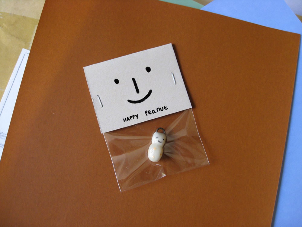 Peanut. One-of-a-kind Handmade Porcelain Pendant.