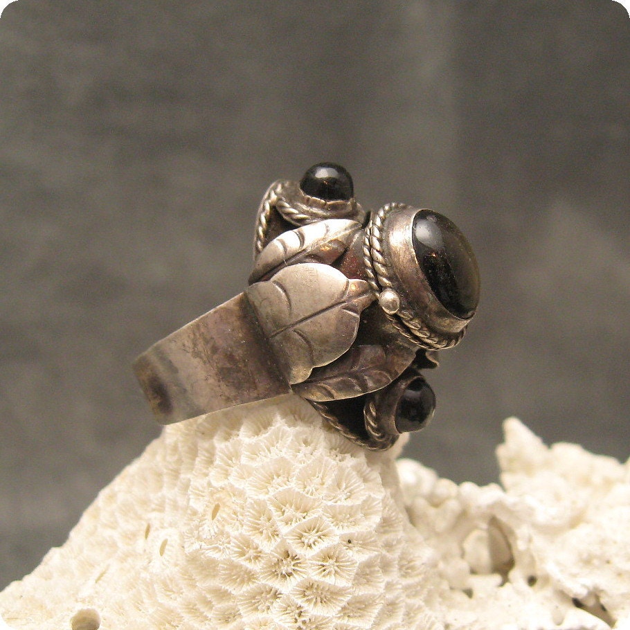 Sterling Poison Ring Taxco Tall Spectacular R4697