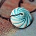 Carnival Swirl Pendant - Circus Flying Saucer Disc Necklace - Vintage - Aqua Blue, White, Gunmetal - Whimsical Gift - Gift Box