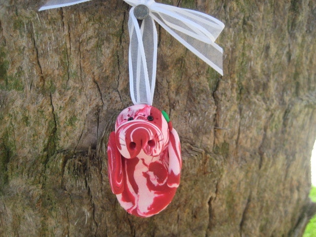 Peppermint Candy Cane Manatee Ornament