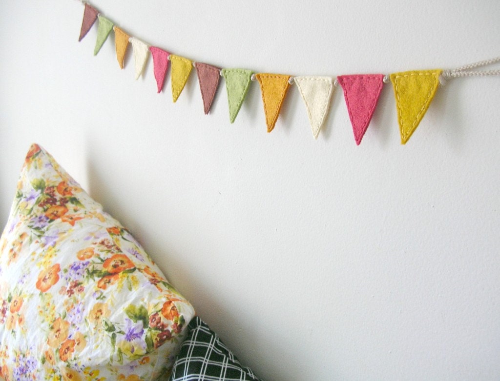 Wee Autumnal Bunting Flags // Small Triangles // Home Decor Fall Harvest by OrdinaryMommy on Etsy