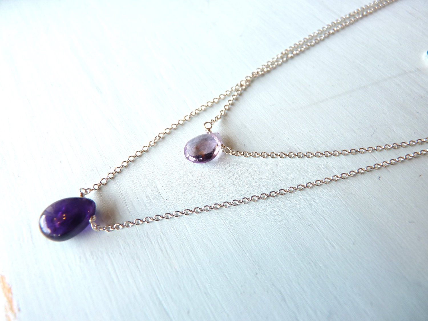 Layered Amethyst Double Strand Shaded Necklace