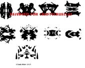 RESERVED listing for craftycruellas set of 9 Zombie Rorschach inkblot prints A4 size