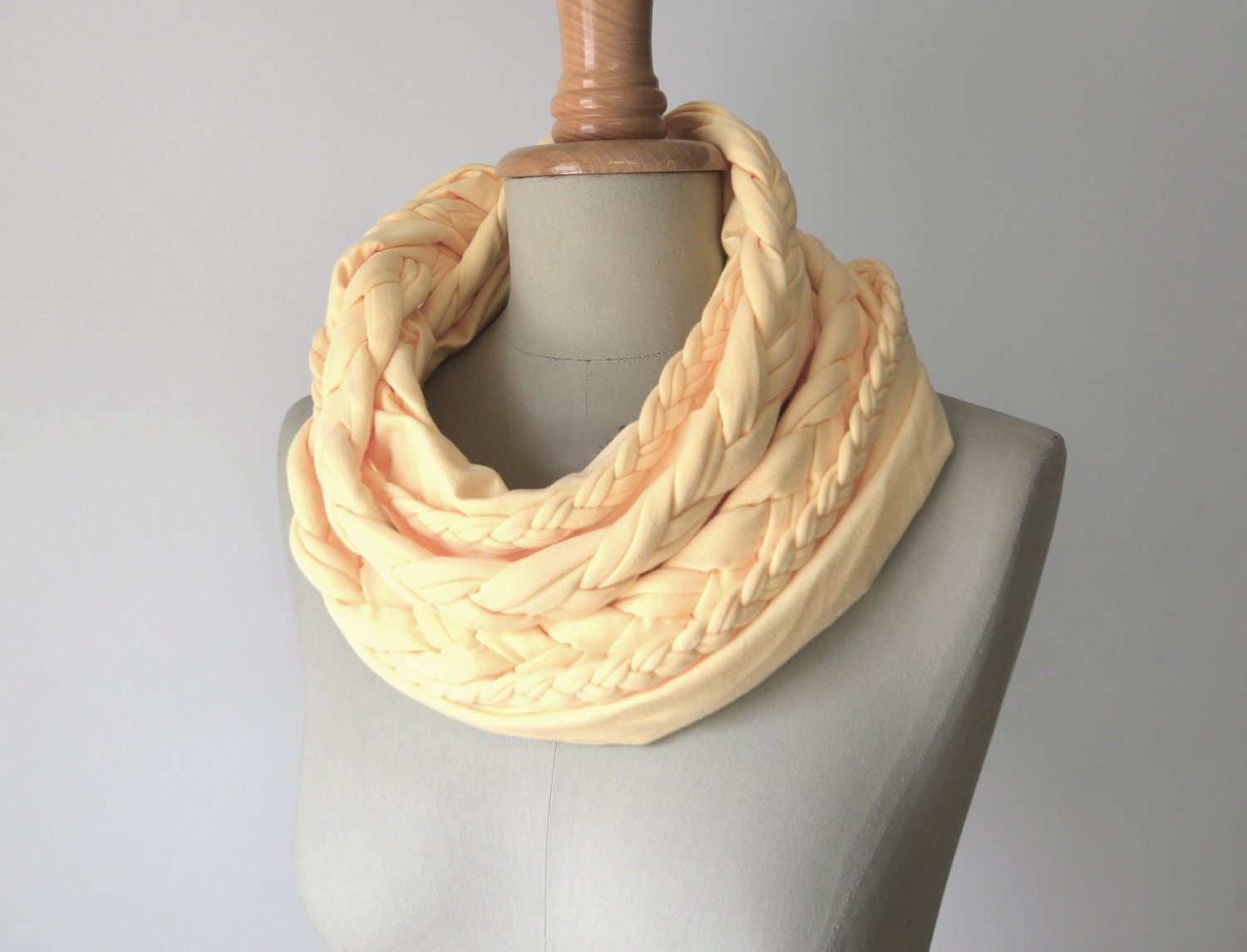 braided loop jersey in mango sorbet, light yellow, pastel