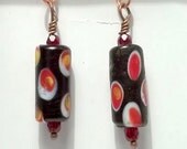 Black Flame Earrings, Czech crystal, Lampwork glass