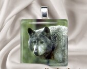 Wolf Glass Tile Pendant