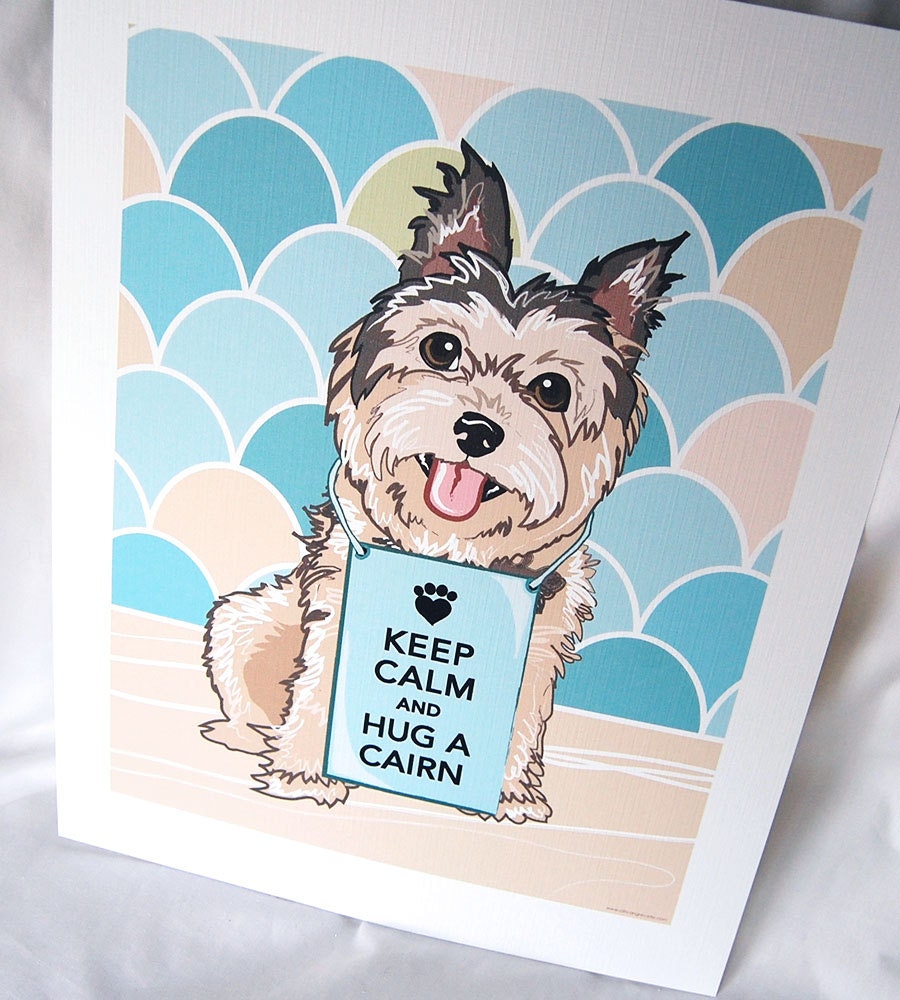 Keep Calm Cairn Terrier with Scaled Background - 7x9 Eco-friendly Print