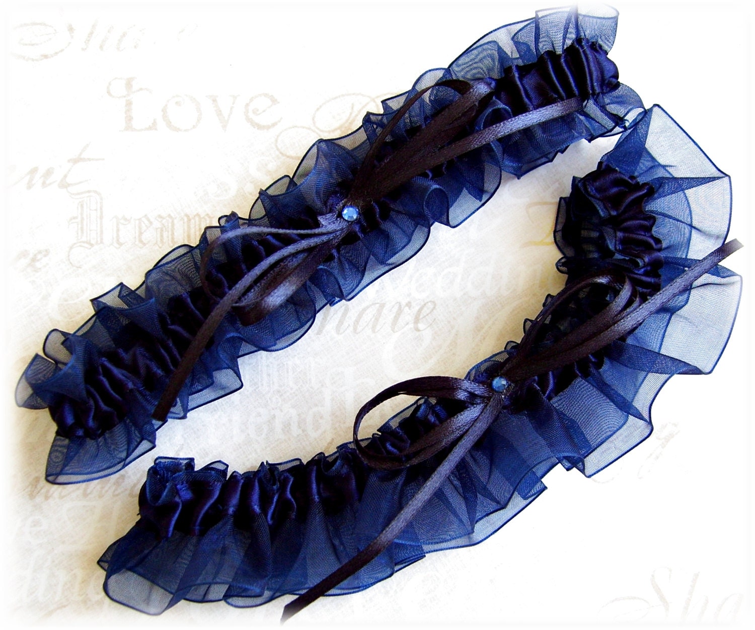 Bridal Garters Navy Blue Wedding Bridal Keepsake Toss Garter Set - Wedding Garters - Garter Belt