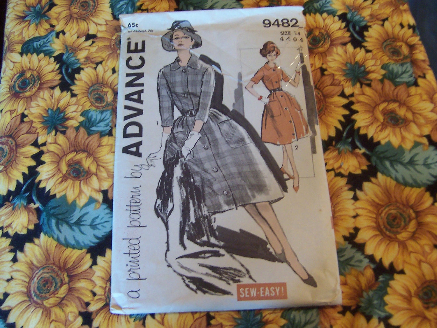 Vintage Advance Printed pattern 9482 Size 14 Misses