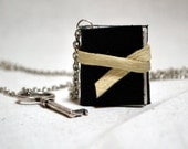 Little Black Book Leather Booklet Necklace