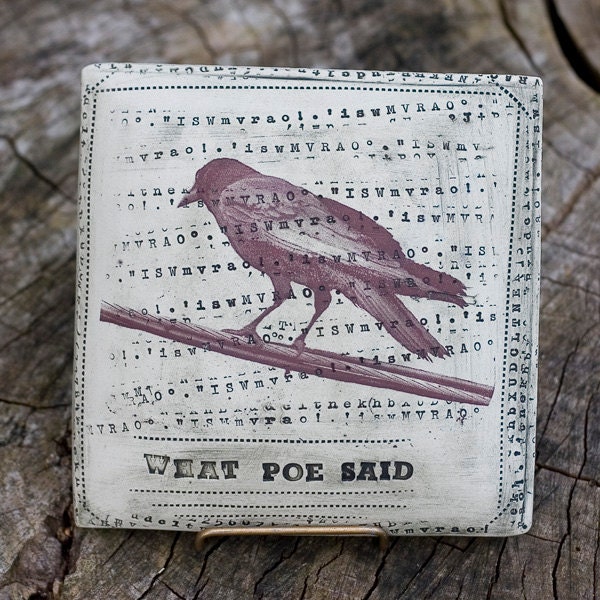 Poe's Raven Wall Pillow by Bunny Safari