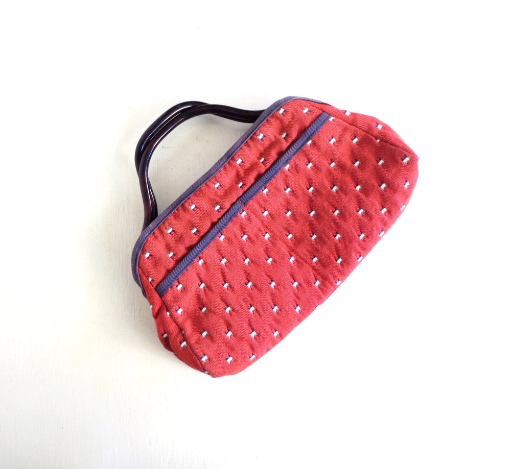 Vintage 1970s Purse / STRAWBERRY JAM / Red Handbag / 70s Bag