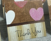 Brown with Pink Hearts Mini Thank You Cards 2x2 (6)
