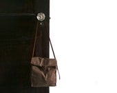 Dark Brown Waxed Canvas Lunch Bag with Removable Shoulder Strap