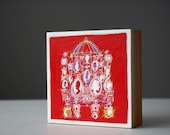 art panel: retro cameo illustration print in candy colors (4 x 4")