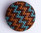 Tribal Brooch (Aquamarine,gold, brown, chevron)
