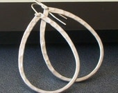 Silver Hammered Hoop Earrings
