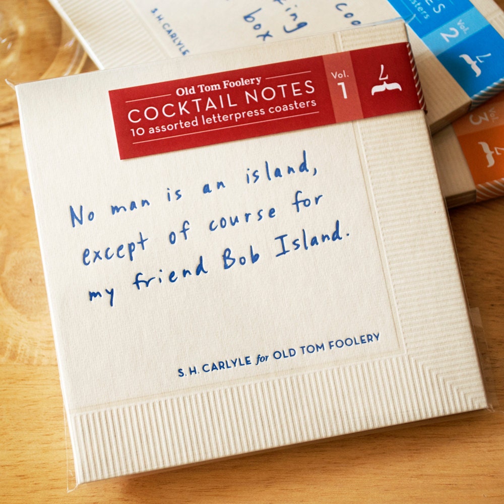 Cocktail Notes, Vol. 1 - Letterpress Coasters