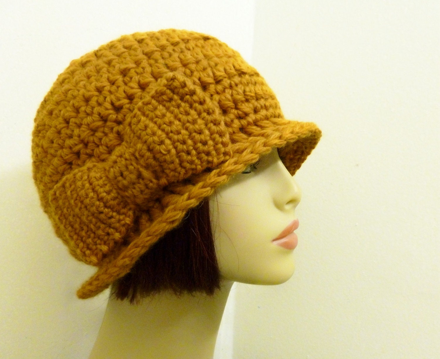 Wool Flapper Cloche in Deep Gold - Hand Crocheted