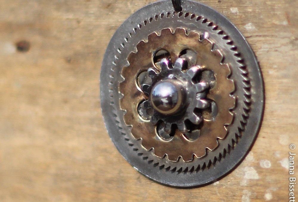 Layered Medallion Made From Vintage Typewriter Parts