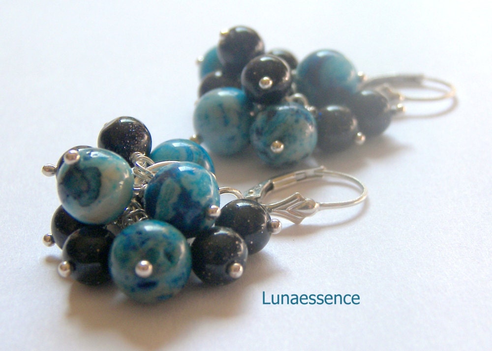 Blueberry Bunch Crazy Lace Agate Earrings - LunaEssence