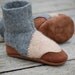 Baby Slippers, Wool Baby Shoes, Leather Soles, size 0-12, 6-18, 12-24 months, Sound of Rain