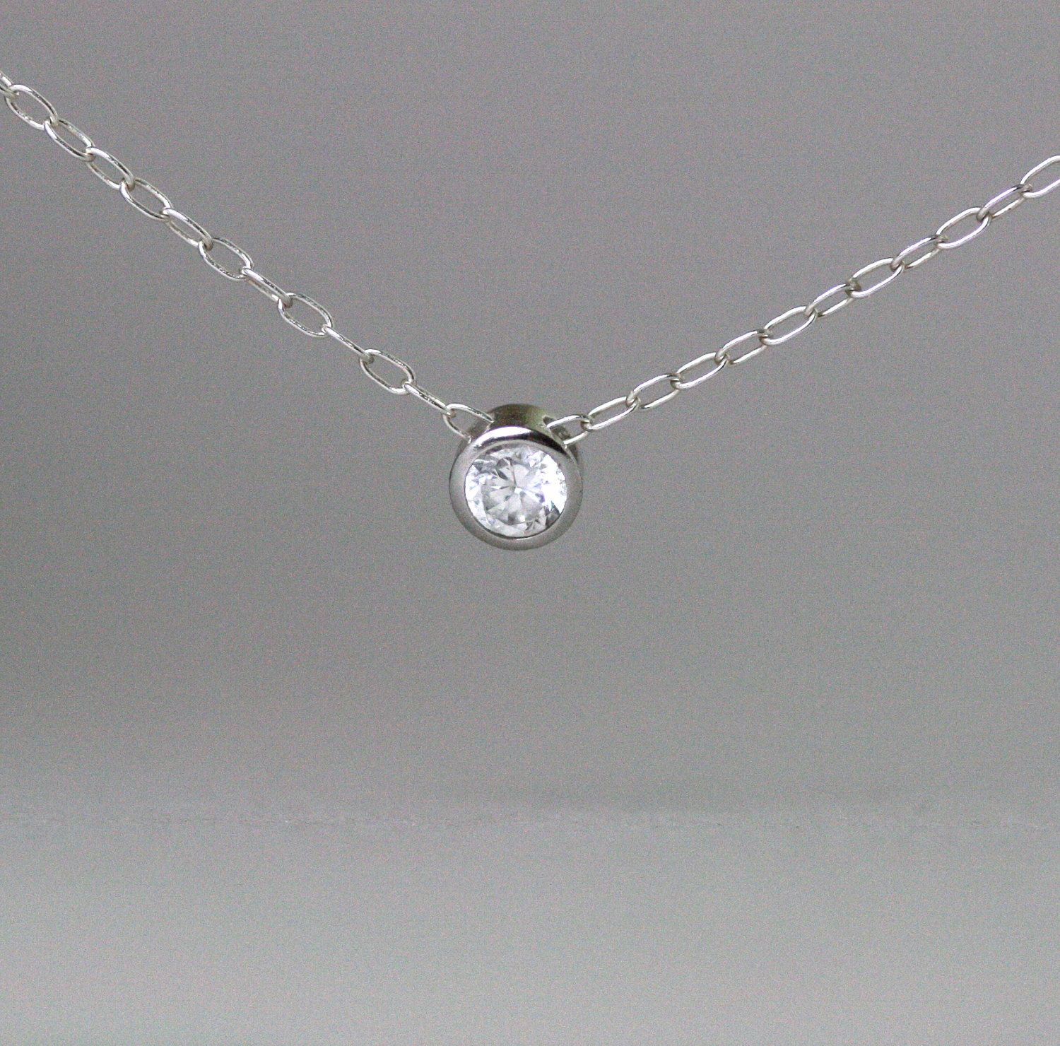 Solitaire Necklace - Sterling Silver Necklace