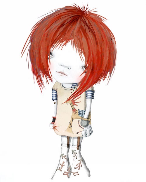 Digital Painting, Girl Art, 8 x10, "Run Lola Run"