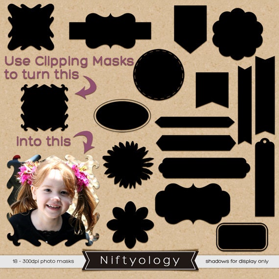 INSTANT DOWNLOAD - Photo Clipping Masks - high resolution - Use on your blog, party printables, scrapbooking and more