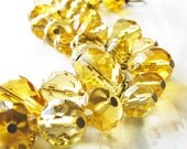 Topaz Cluster Bracelet, Golden Yellow Czech Glass Beads - Chunky Beaded Bracelet, Yellow Bracelet, Light Topaz