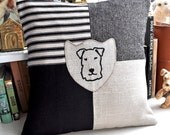 Terrier Print Patchwork Cushion - Neutral colourway