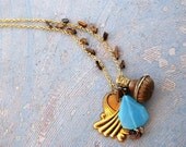 Collection Necklace - Collection of Chalcedony, Tiger's Eye and Curios Drop Necklace