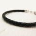 Mens Bolo Braided Braclet / Black Leather and Sterling Silver / men dude guy man / rustic rugged tough bohemian manly rocker style