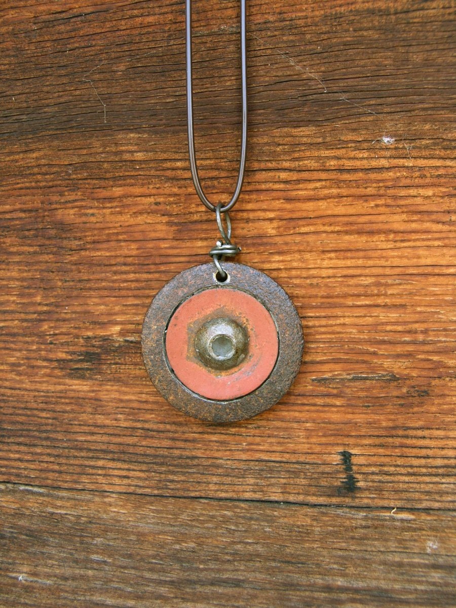Found Object Jewelry, Steam Punk Necklace - found objects, rusty, pink, silver