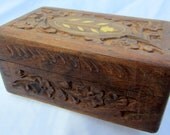 Jewelry Trinket Box Sheesham Wood Inlay India Hand Crafted Floral