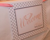 MODERN QUATREFOIL Printable Party Welcome Sign - Pink and Navy Il_170x135