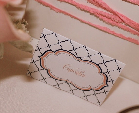 MODERN QUATREFOIL Printable Tent Cards - Pink and Navy Il_570xn