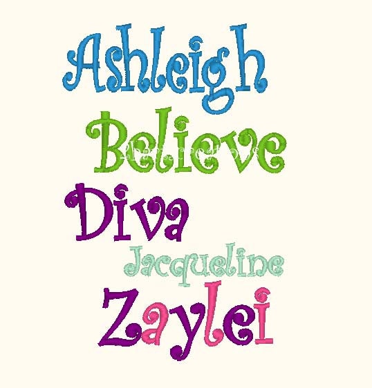 Custom Digital Embroidery Name/Word/Phrase File - Curlz Font-----DIGITIZING SERVICE-----