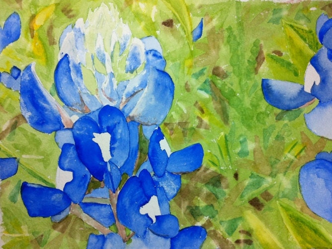 Bluebonnet Close Up, Greeting Cards by Nan Henke 4 1/4 x 5 1/2 inch (a set of 4) Blank