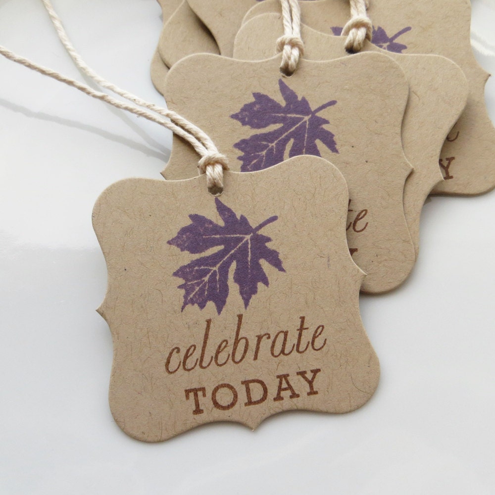 Fall Leaf Tags Celebrate Today - Set of 8 - Fall Wedding Favor Tags Bridal shower tags Il_170x135