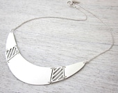 Divided Half Moon Necklace in Silver, bib necklace
