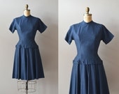 vintage 1950s dress / gabardine 50s dress / Twentieth Century dress